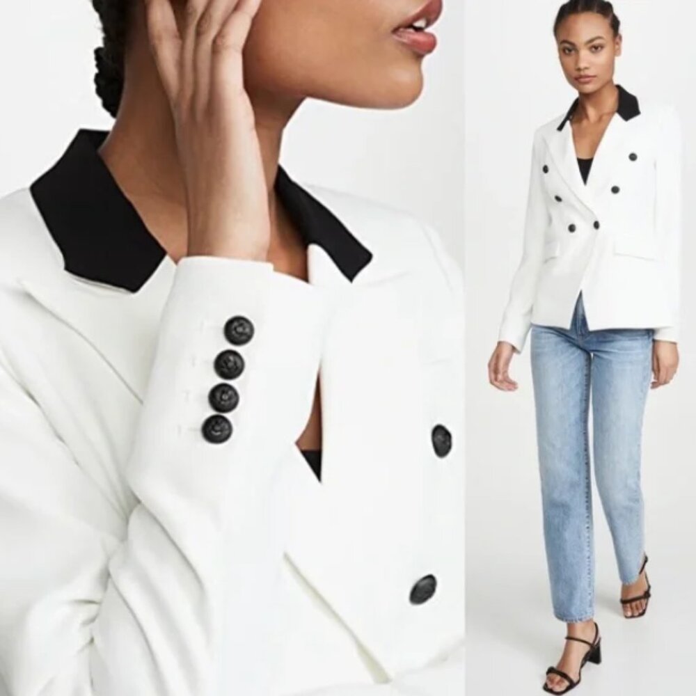 Generation Love Color Block Blazer, White and Black - Size M